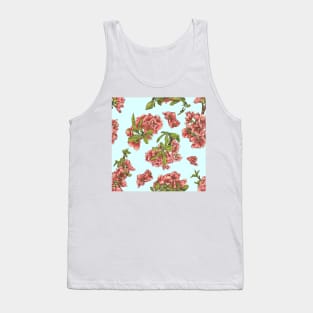 Watercolor quince branch on blue Tank Top